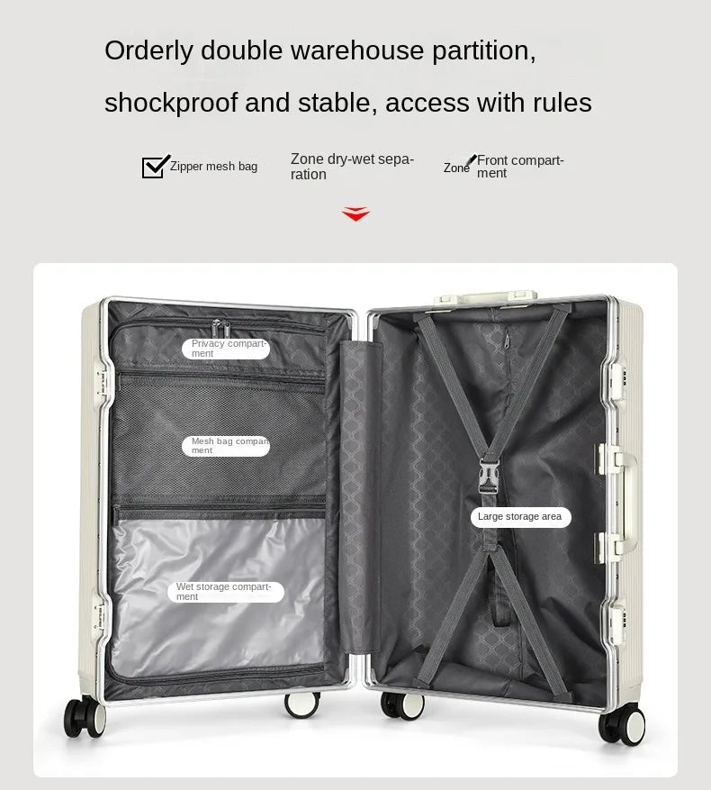 Front Opening Pocket Aluminum Rolling Luggage