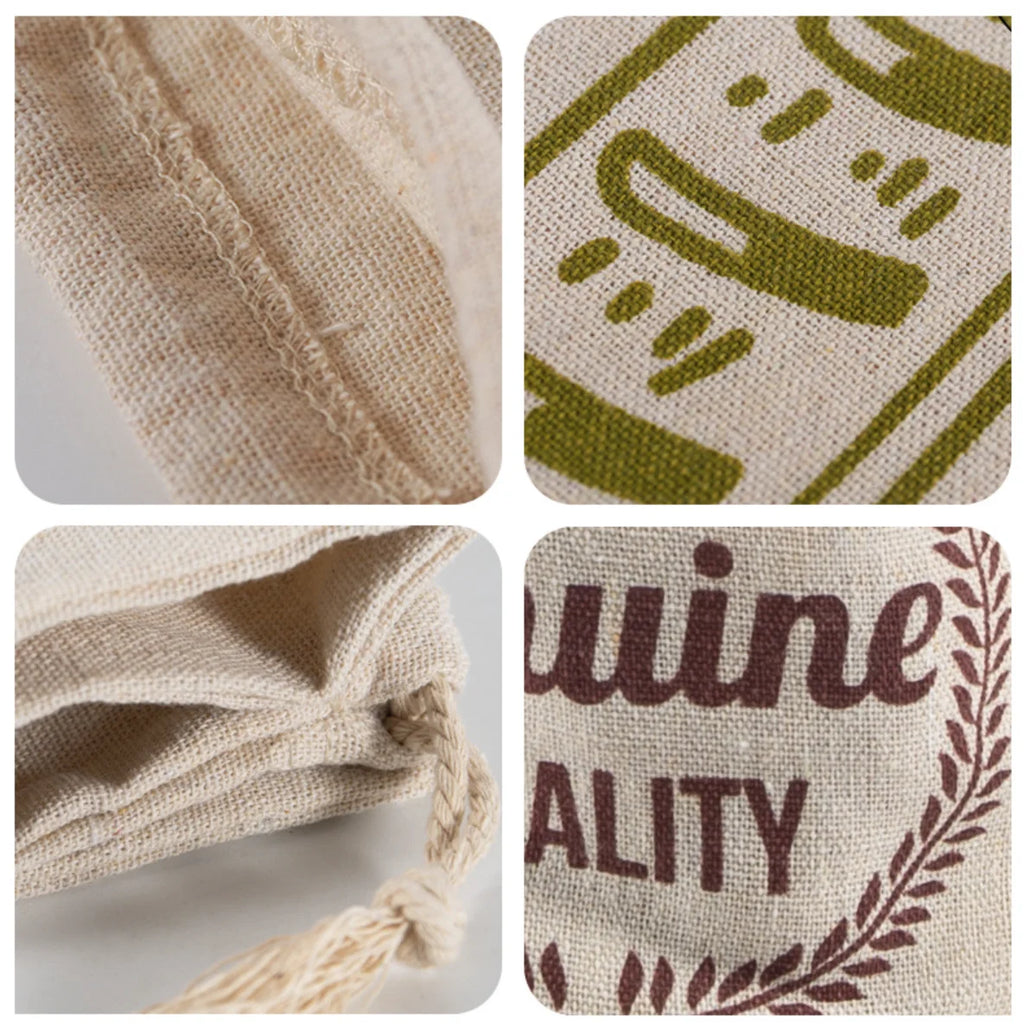 Linen Reusable Drawstring Bag