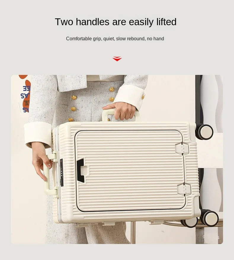 Front Opening Pocket Aluminum Rolling Luggage