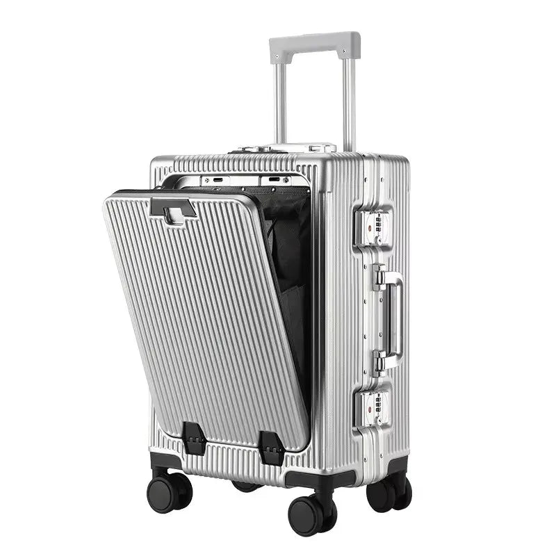 Front Opening Pocket Aluminum Rolling Luggage