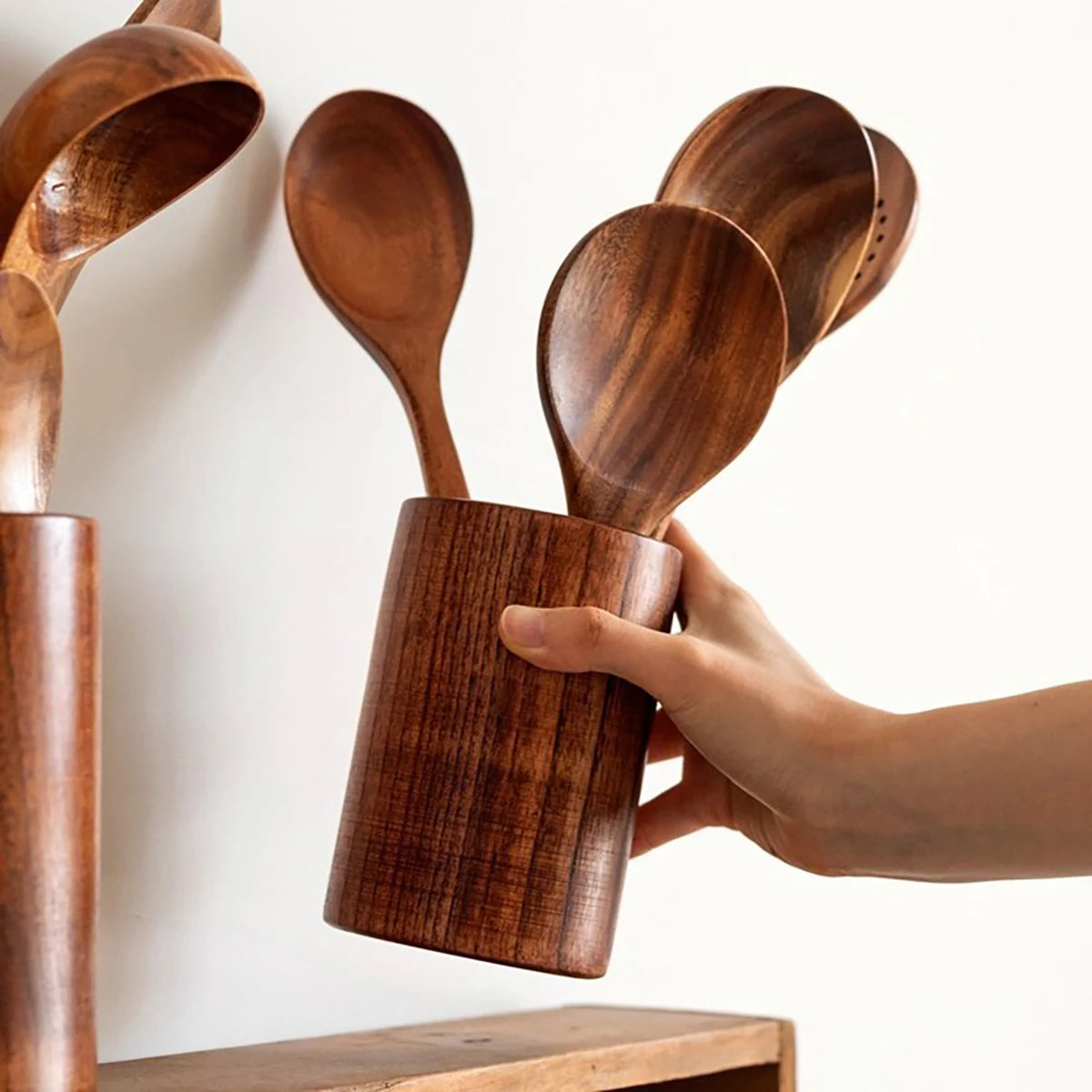 Wood Kitchenware Cooking Set