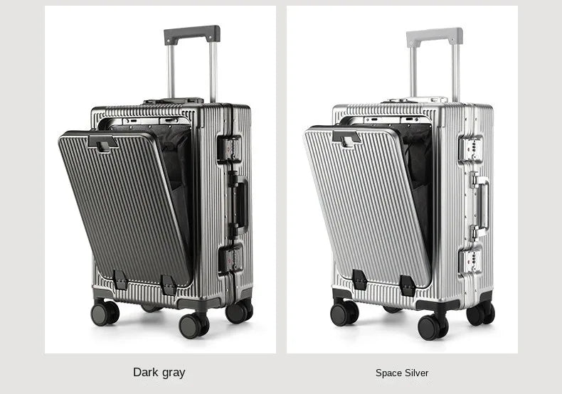Front Opening Pocket Aluminum Rolling Luggage
