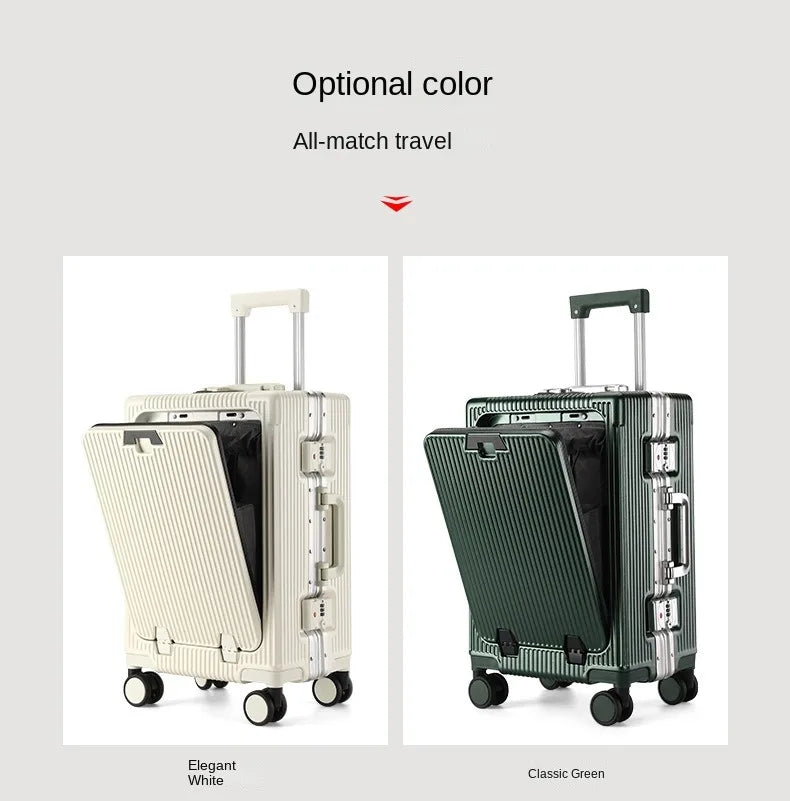 Front Opening Pocket Aluminum Rolling Luggage