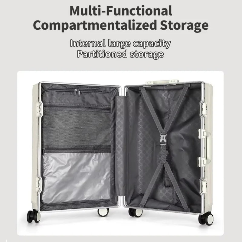 Front Opening Pocket Aluminum Rolling Luggage