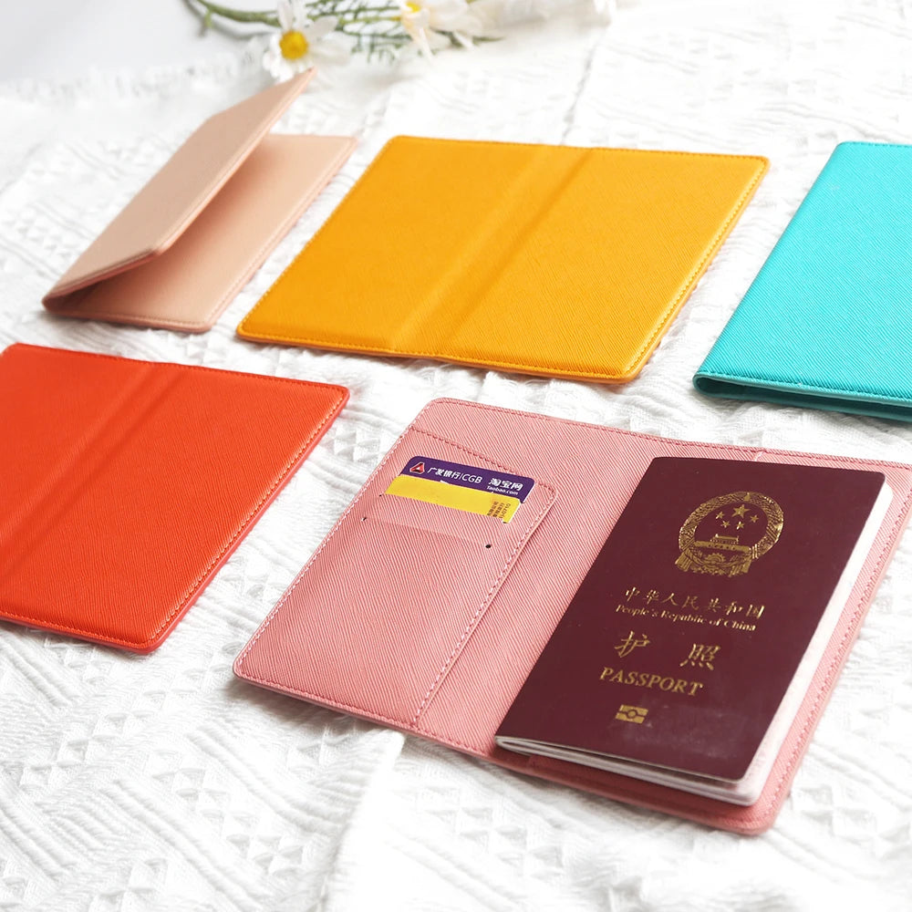 Custom Letters PU Leather Passport Cover Personalized Travel Business Trip Passport Holder Engrave Name Woman Man Luxury Wallet