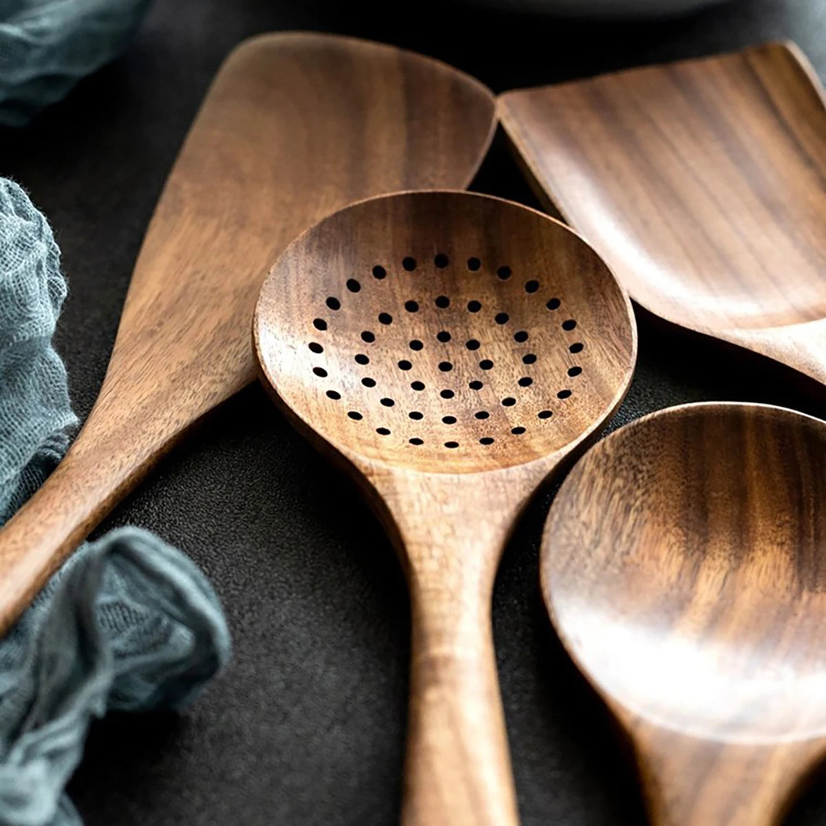 Wood Kitchenware Cooking Set