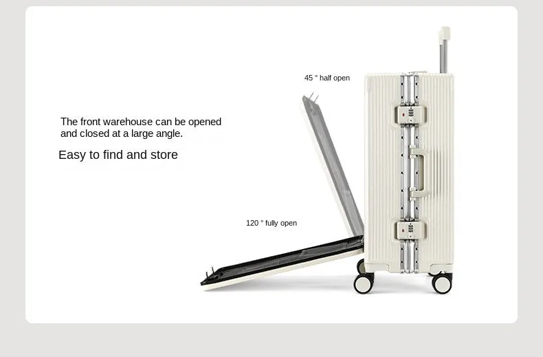 Front Opening Pocket Aluminum Rolling Luggage