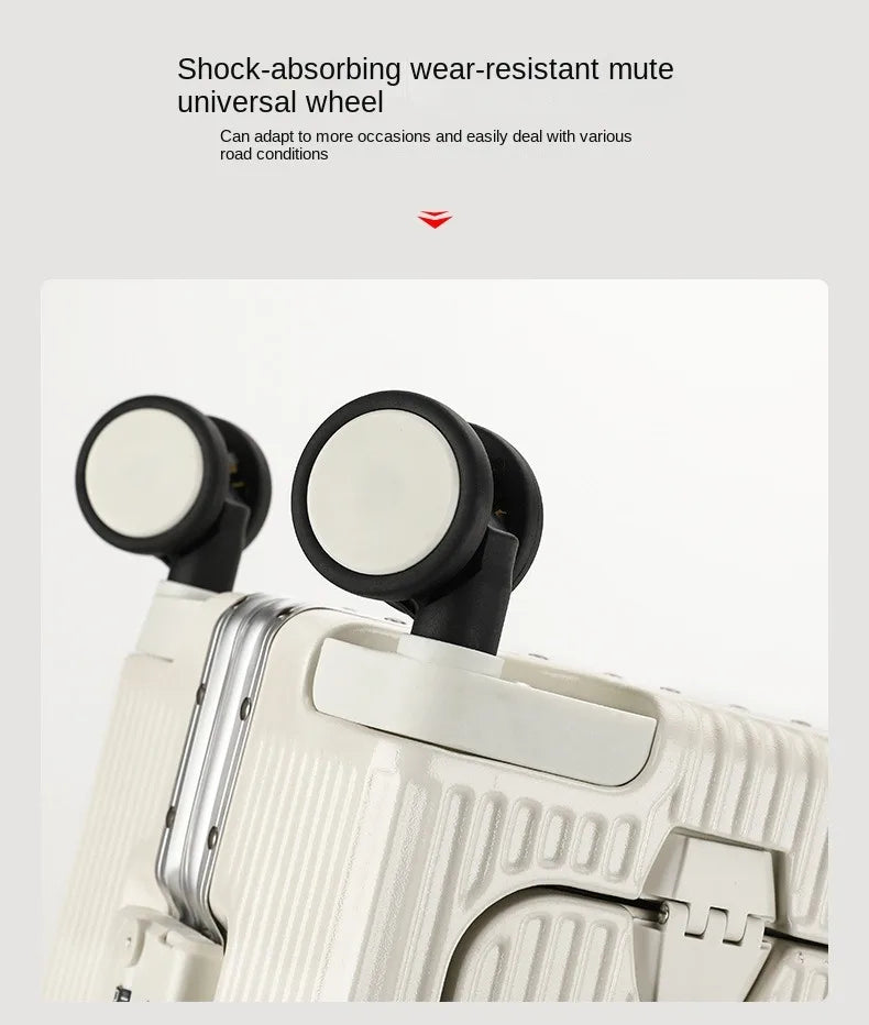 Front Opening Pocket Aluminum Rolling Luggage