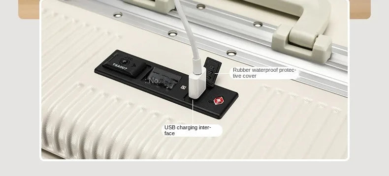 Front Opening Pocket Aluminum Rolling Luggage