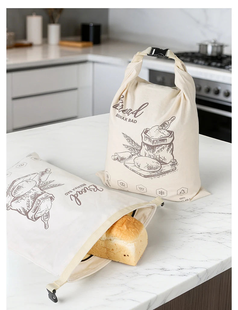 Snap-on zipper beeswax bread bag reusable food-grade sandwich beeswax bread bag