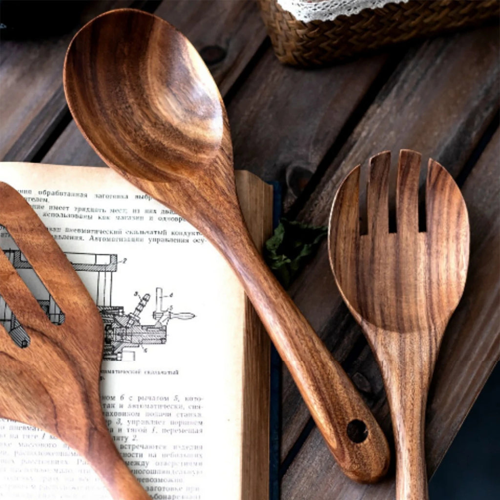 Wood Kitchenware Cooking Set