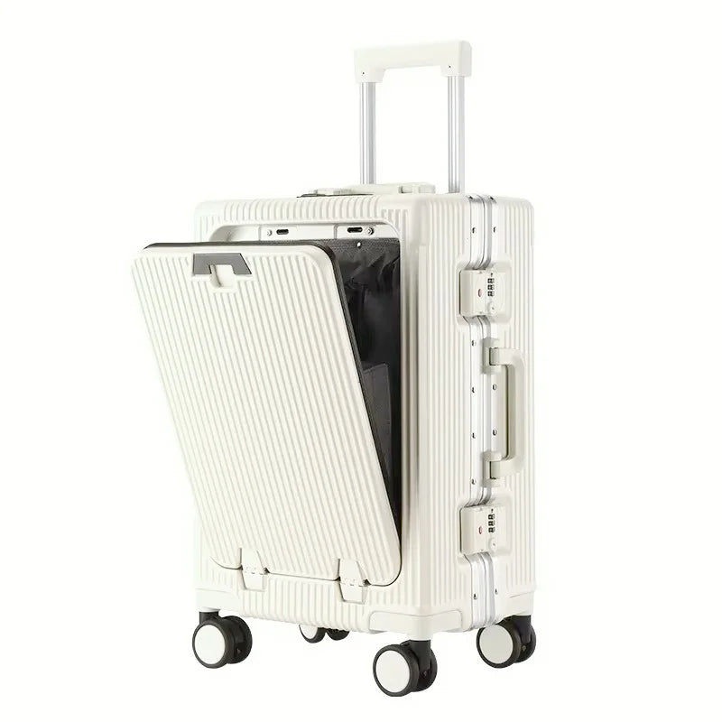 Front Opening Pocket Aluminum Rolling Luggage
