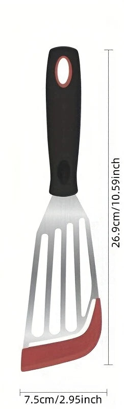 Stainless steel silicone spatula, high temperature resistant frying fish cooking spatula flipper kitchen household steak spatula