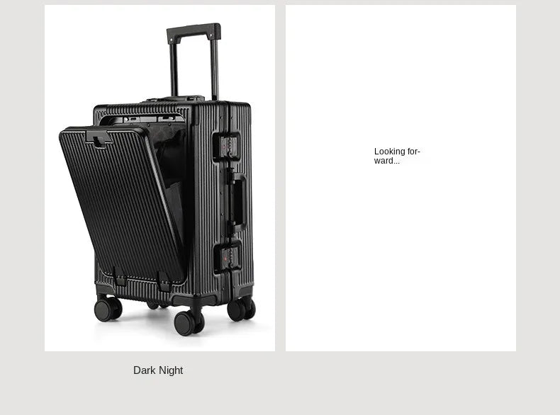 Front Opening Pocket Aluminum Rolling Luggage