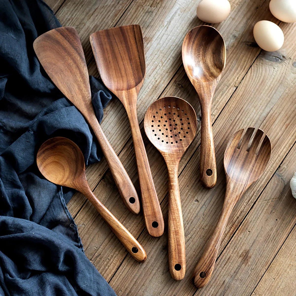 Wood Kitchenware Cooking Set