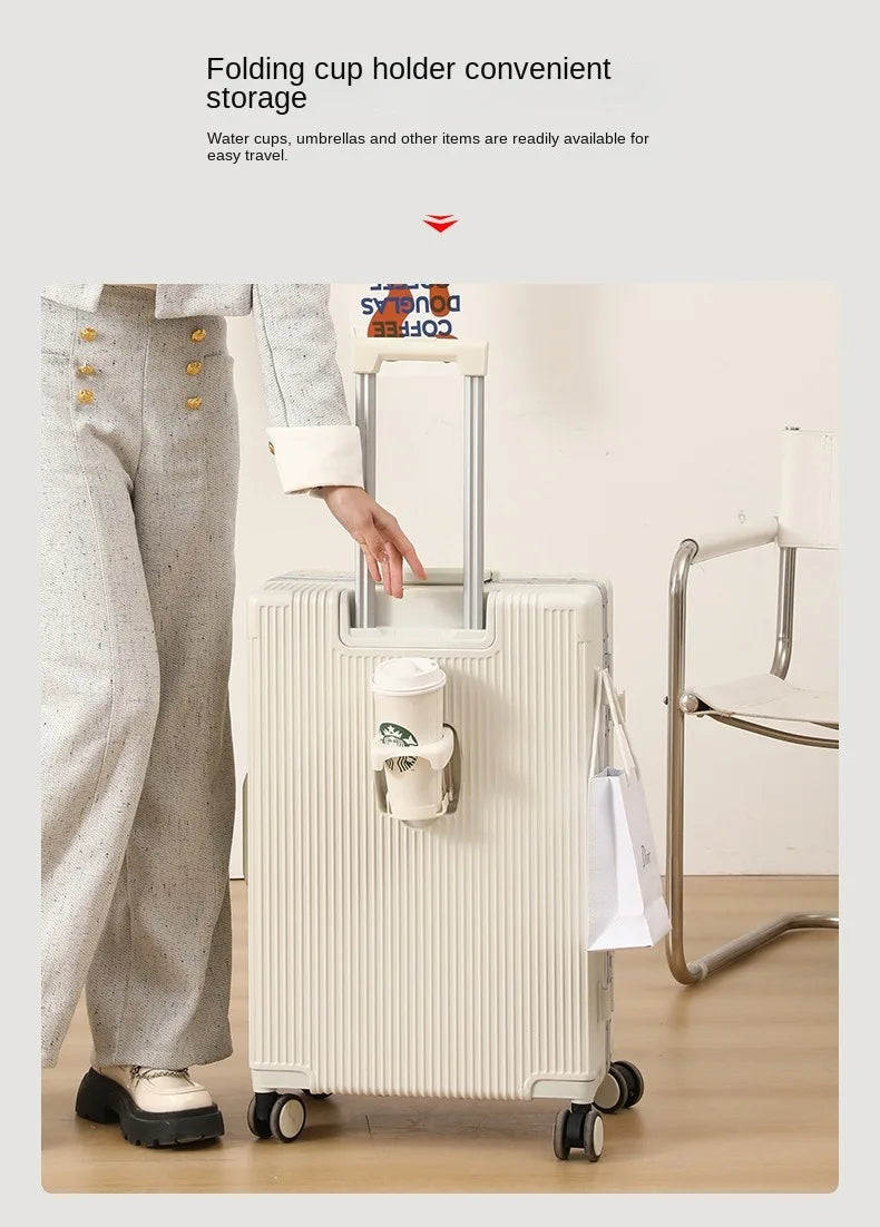 Front Opening Pocket Aluminum Rolling Luggage