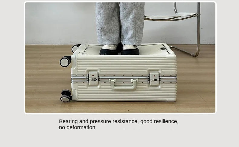 Front Opening Pocket Aluminum Rolling Luggage